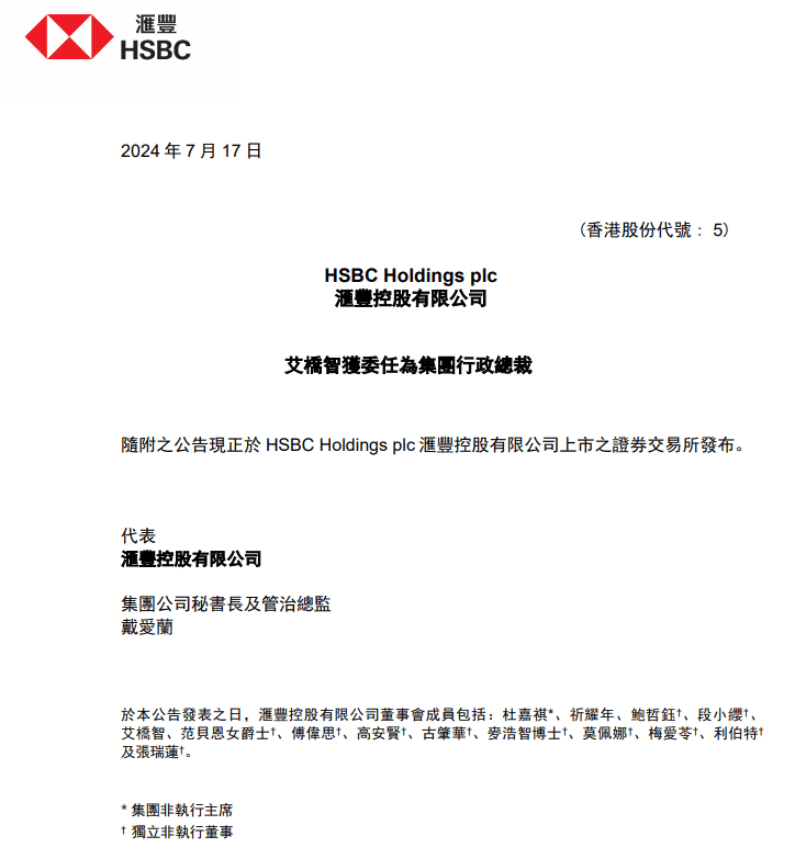 汇丰：艾桥智 Georges Elhedery获委任为集团行政总裁<strong></p>
<p>Fiery</strong>，9月2日起生效