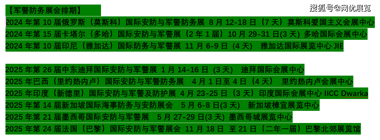 2025年中东阿布扎比防务、防护安全展会IDEX