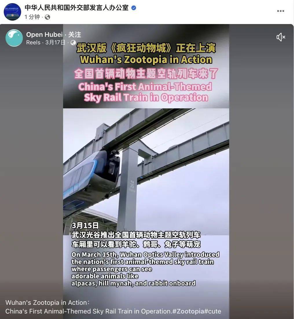 外交部转发<strong></p>
<p>天猫</strong>！武汉空轨上有羊驼