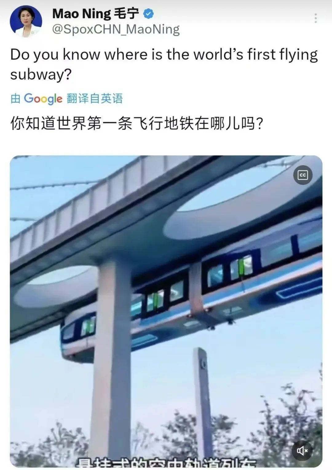 外交部转发<strong></p>
<p>天猫</strong>！武汉空轨上有羊驼