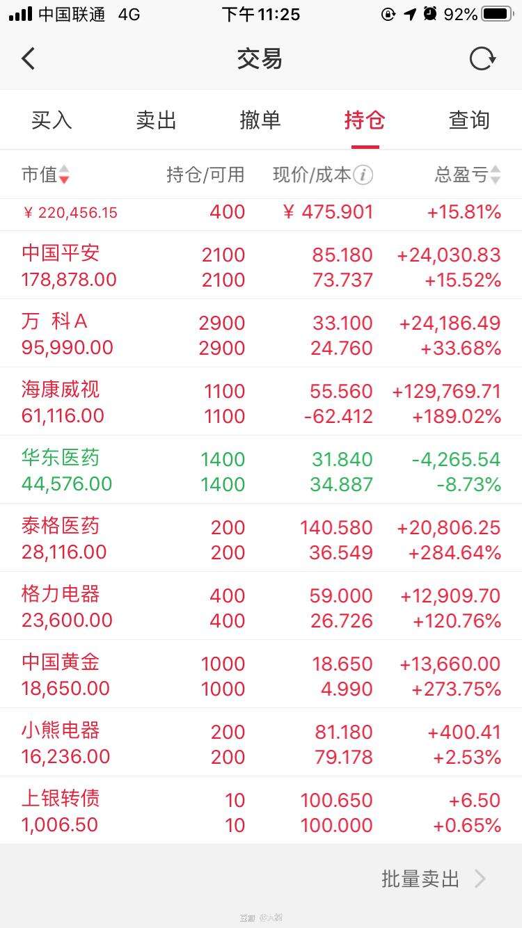 证券持仓(证券持仓总盈亏)